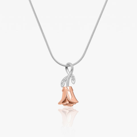 Personalized Rose Flower Urn Necklace with Engraved Text