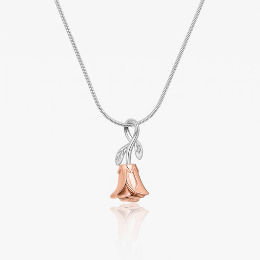 personalized rose flower urn necklace with engraved text