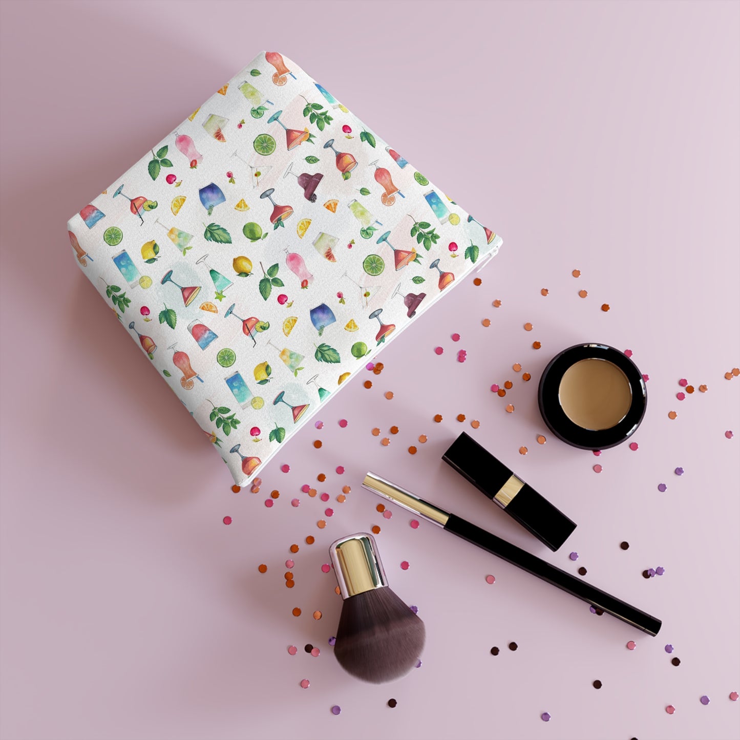 Cocktail Print Cotton Cosmetic Bag/Makeup Travel Pouch