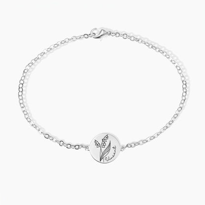 personalized name birth flower bracelet