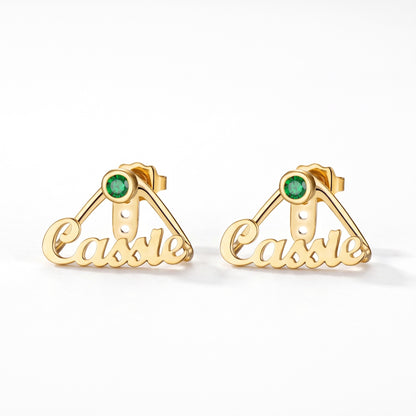 custom name birthstone wrap cuff earrings