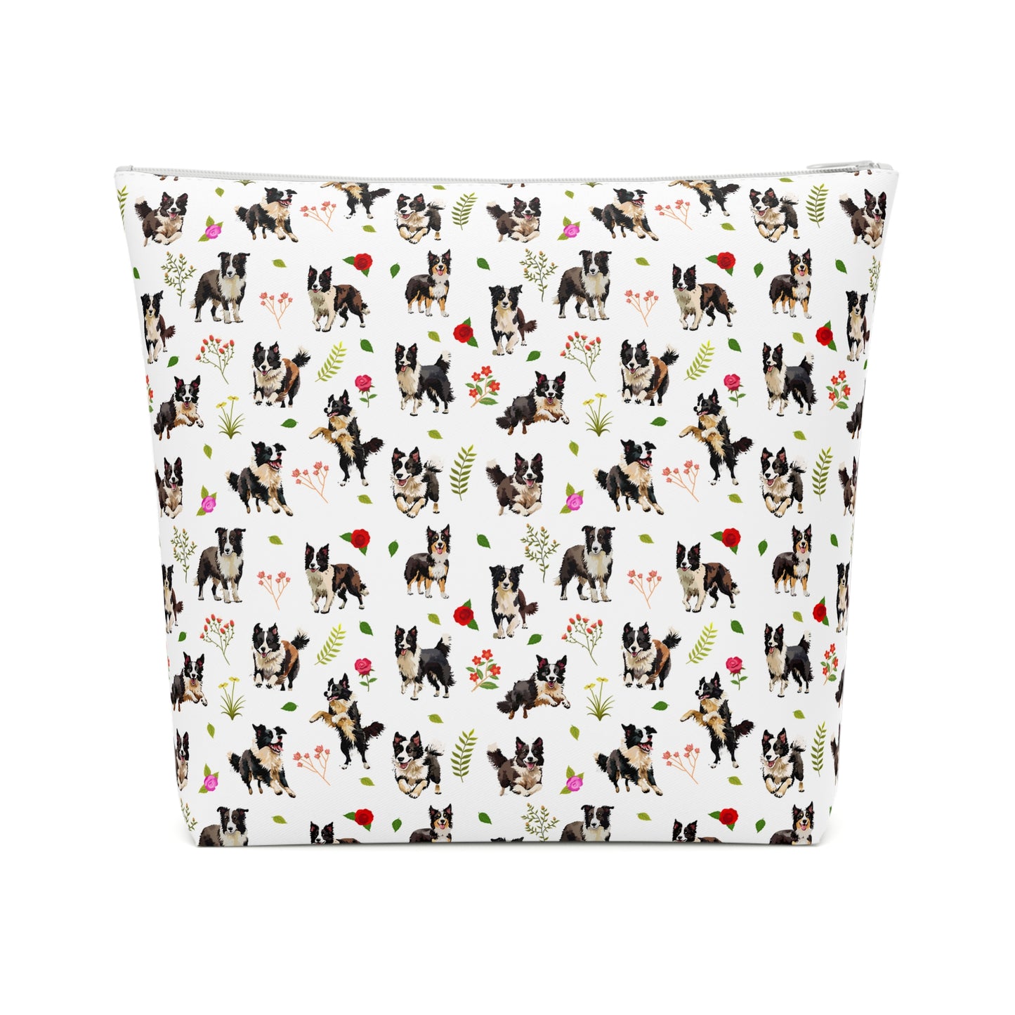Border Collie Print Cotton Cosmetic Bag/Makeup Travel Pouch