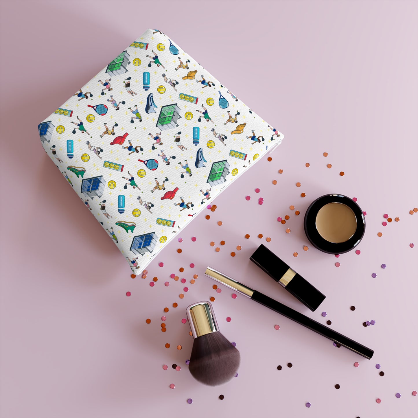 Padel Print Cotton Cosmetic Bag/Makeup Organizer & Travel Pouch