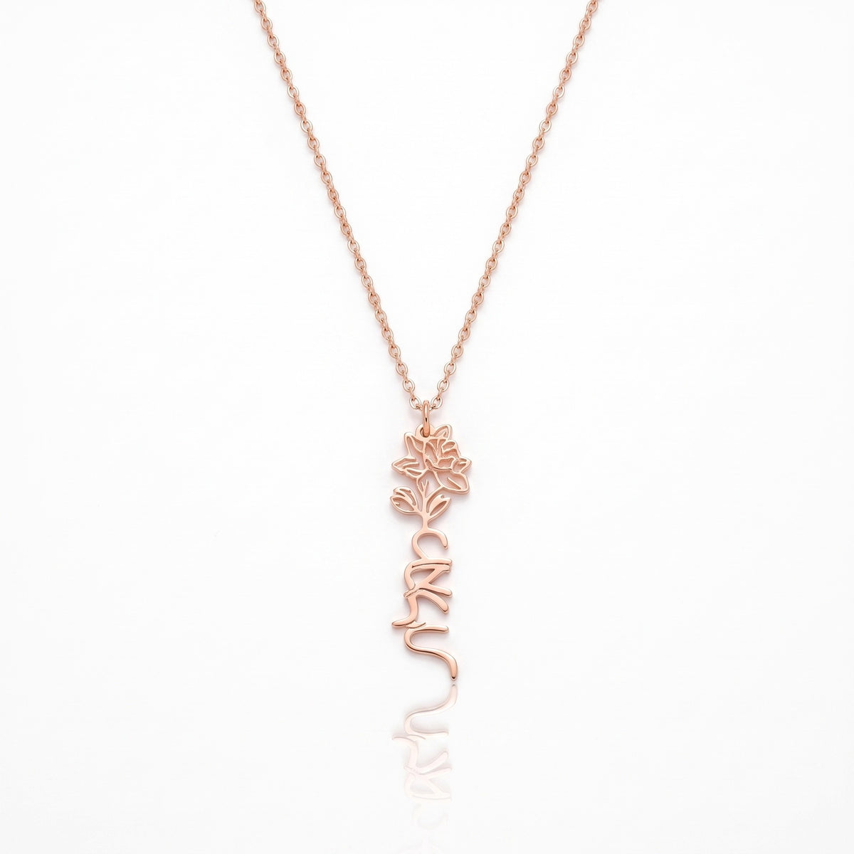 custom hebrew name necklace with birth flower