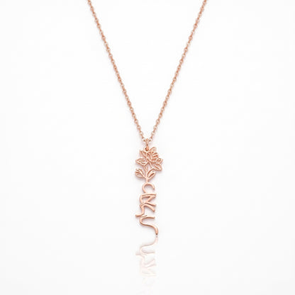 custom hebrew name necklace with birth flower