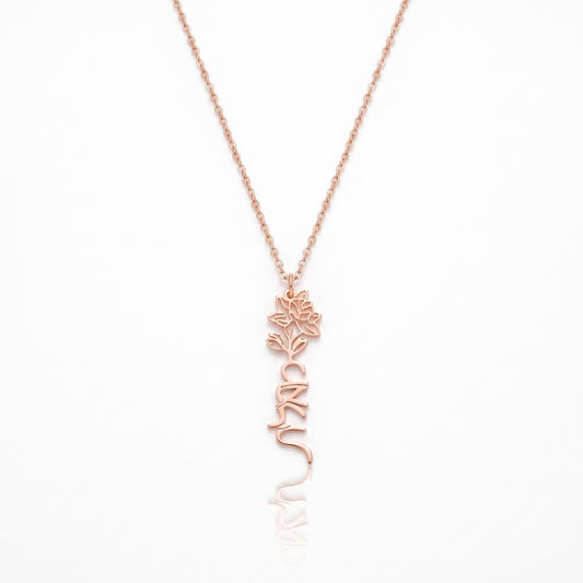 custom hebrew name necklace with birth flower