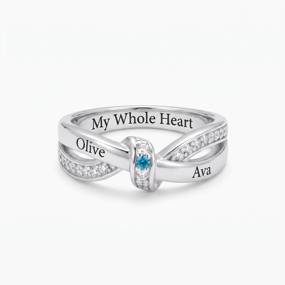 personalized family name ring with birthstones