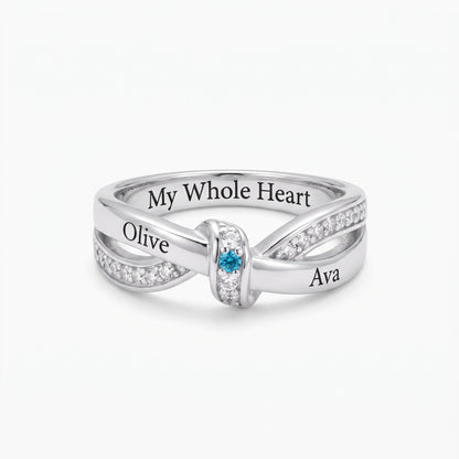 personalized family name ring with birthstones