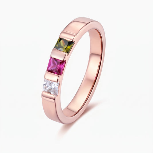 personalized square birthstone ring