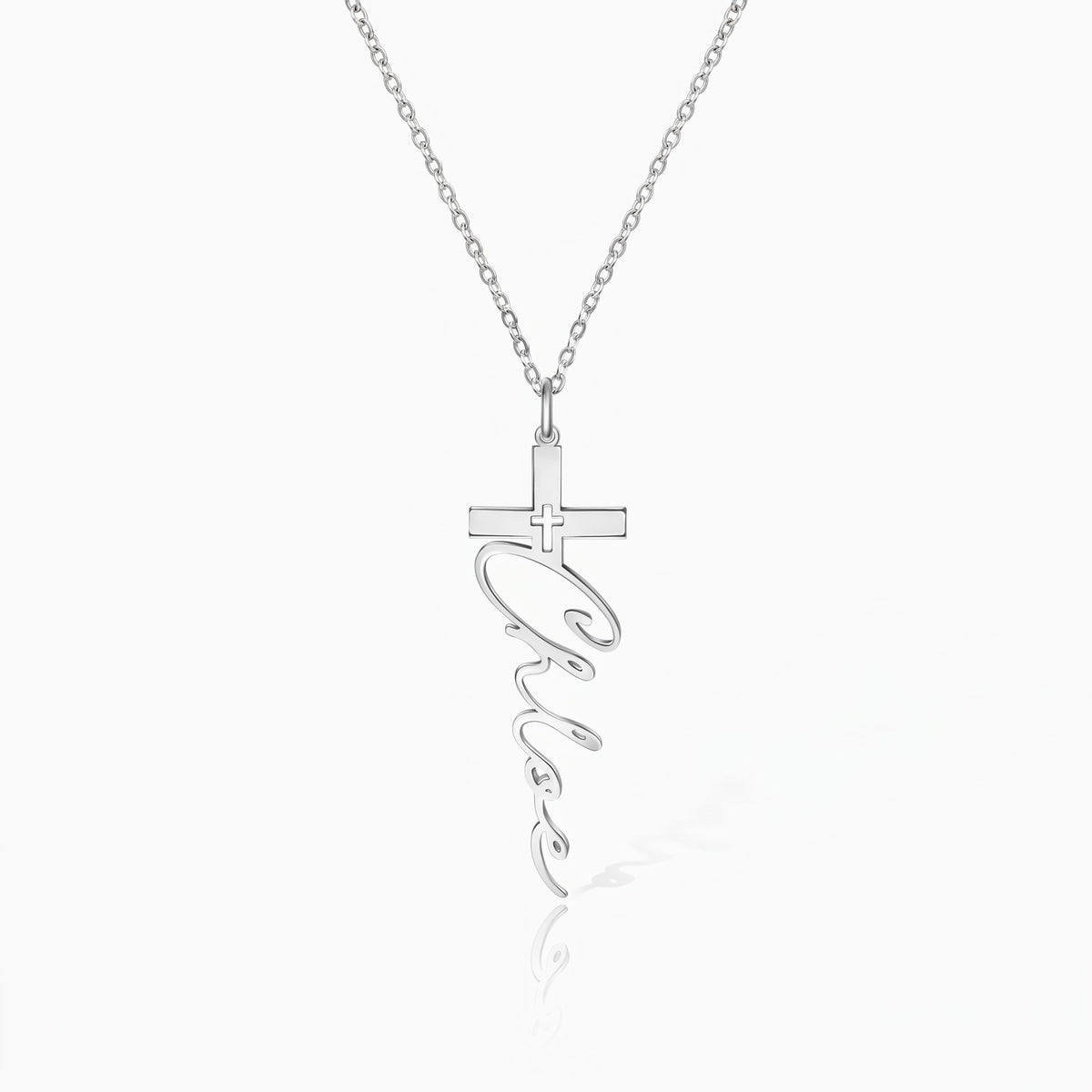 custom cross name necklace