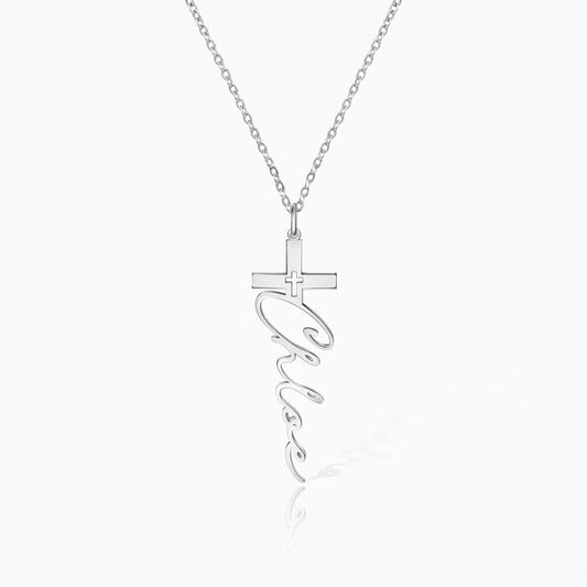 custom cross name necklace