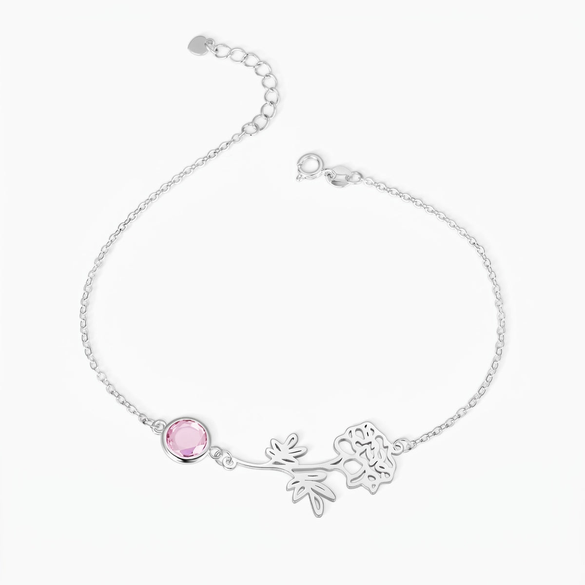 personalized birth flower anklet with birthstone