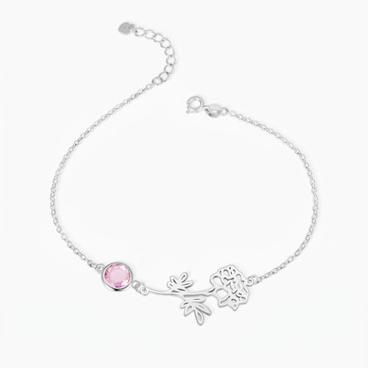 personalized birth flower anklet with birthstone