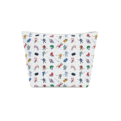 Ice Hockey Print Cotton Cosmetic Bag/Makeup Organizer/Travel Pouch