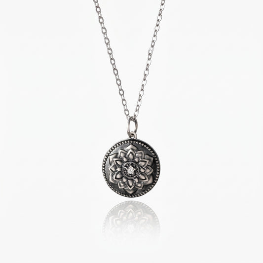 custom vintage sunflower photo necklace