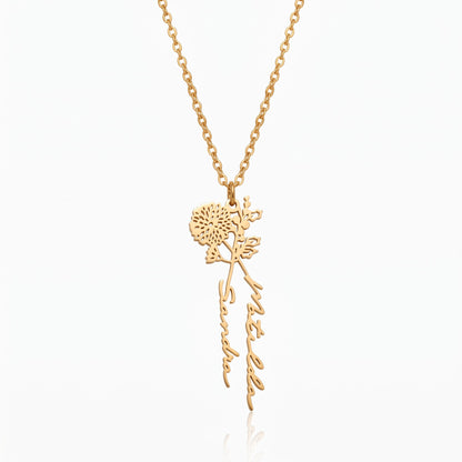 personalized 2 birth flowers names necklace