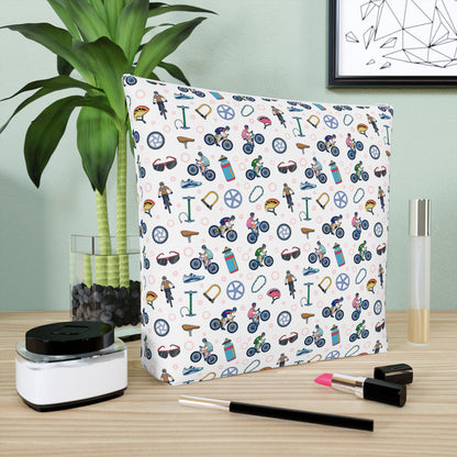 Mountain Biking Print Cotton Cosmetic Bag/Makeup Organizer & Travel Pouch