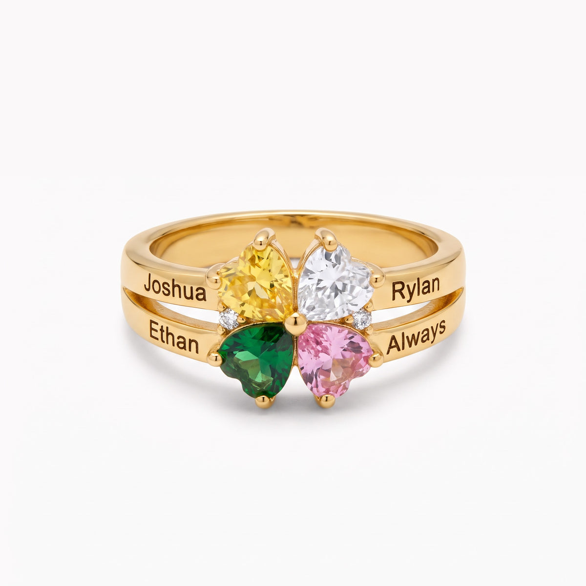 personalized multiple name ring with custom birthstones