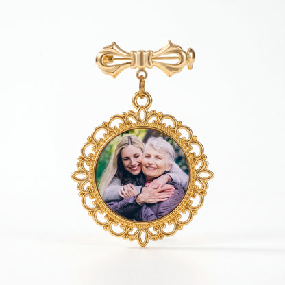 personalized photo wedding lapel pin