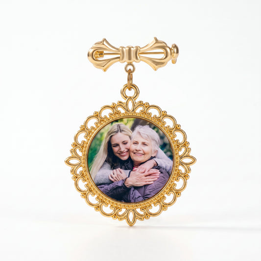 personalized photo wedding lapel pin