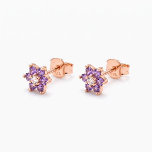 custom floral birthstone stud earrings