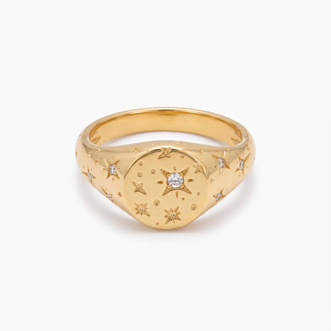 Orion Star Engraved Ring with Personalized Birthstone