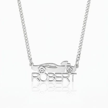 personalized car necklace stainless steel custom name jewelry for car racing fans car lovers boys custom name chain gift car racer gift
