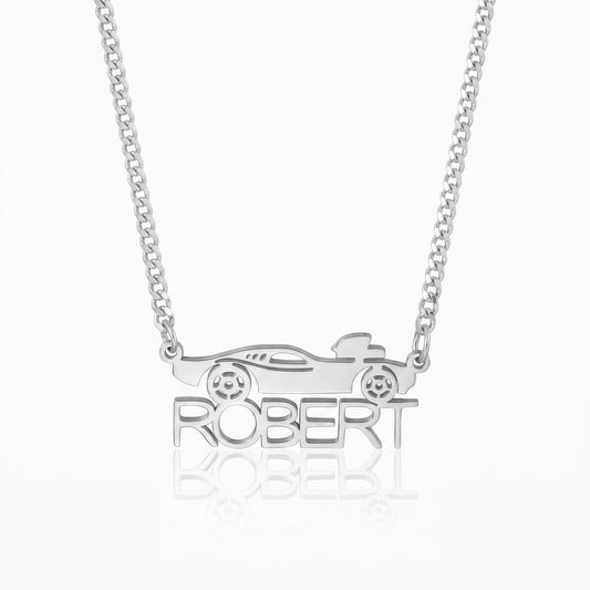 personalized car necklace stainless steel custom name jewelry for car racing fans car lovers boys custom name chain gift car racer gift