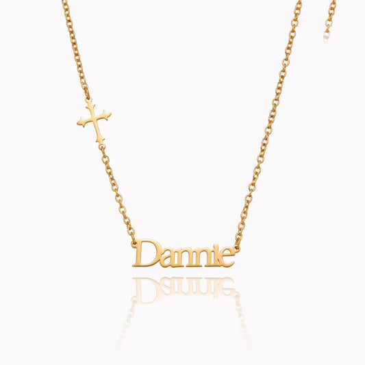 personalized sideway name cross necklace christinan minimalist jewelry 1st communion gift religious minimalist name jewelry for her