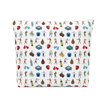 Boxing Print Cotton Cosmetic Bag/Makeup Organizer & Travel Pouch