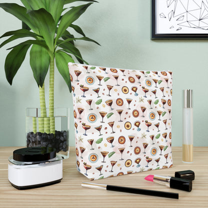 Espresso Martini Print Cotton Cosmetic Bag/Makeup Travel Pouch
