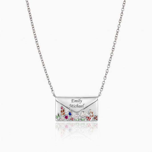 custom engraved hidden message envelope necklace