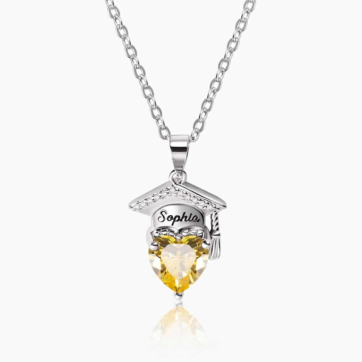 custom mortarboard hat birthstone heart graduation necklace engraved graduation jewelry gift for celebrating achievements success