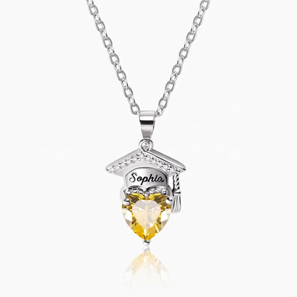 custom mortarboard hat birthstone heart graduation necklace engraved graduation jewelry gift for celebrating achievements success