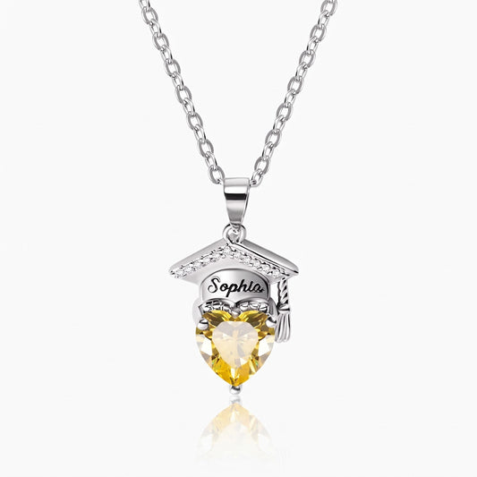 custom mortarboard hat birthstone heart graduation necklace engraved graduation jewelry gift for celebrating achievements success