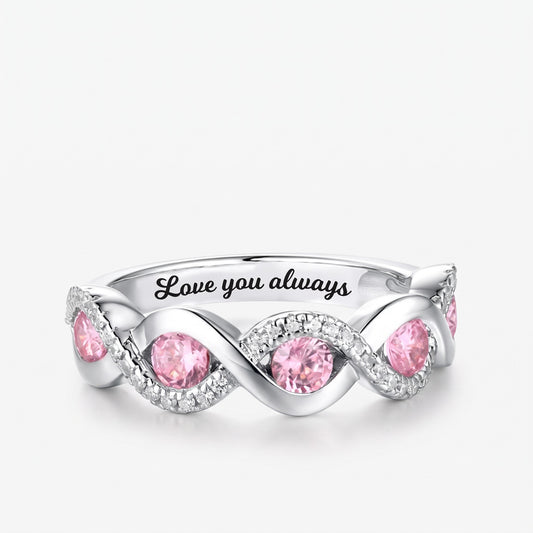 personalized twist band birthstone ring