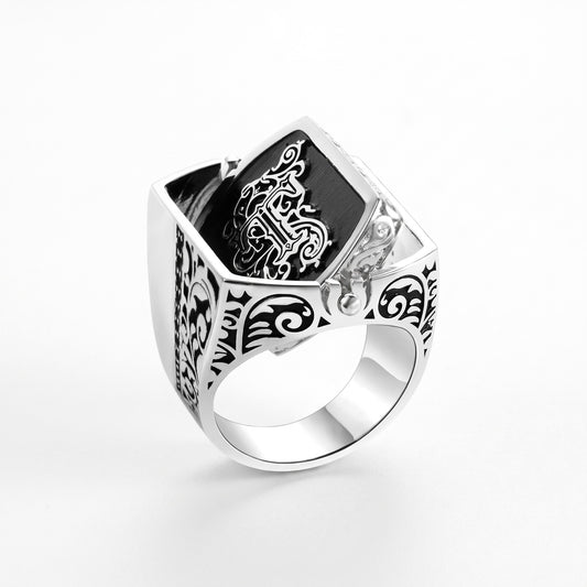 custom double initial flip ring