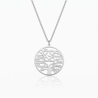 custom engraved family tree necklace personalized 1 9 names jewelry gift for mom grandma tree of life heart family names necklace