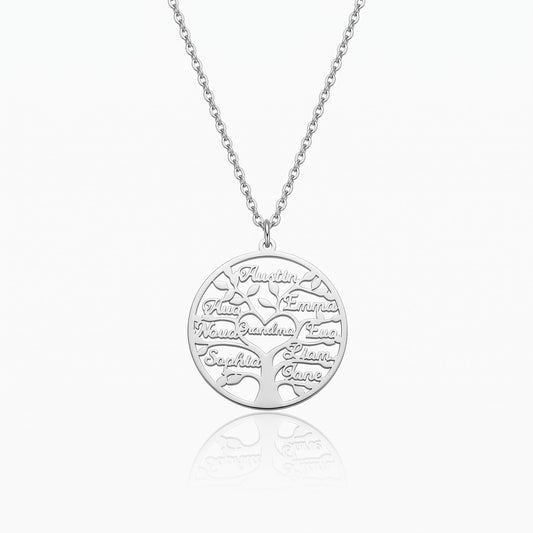 custom engraved family tree necklace personalized 1 9 names jewelry gift for mom grandma tree of life heart family names necklace