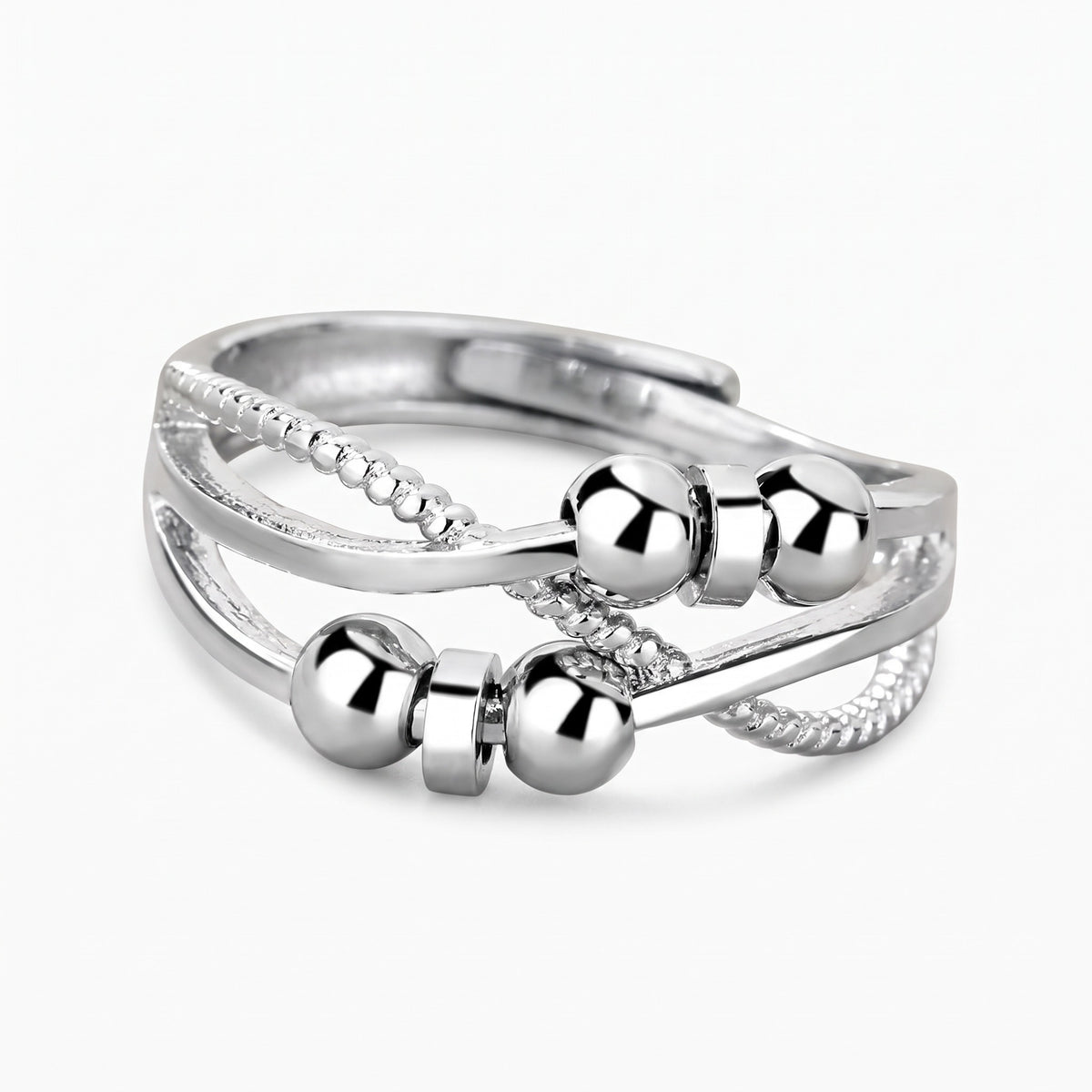 anti anxiety bead ring fidget ring for anxiety adjustable rotating ring for fidgeting anxiety silver anti anxiety ring