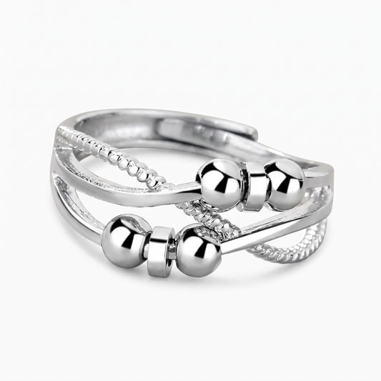 anti anxiety bead ring fidget ring for anxiety adjustable rotating ring for fidgeting anxiety silver anti anxiety ring