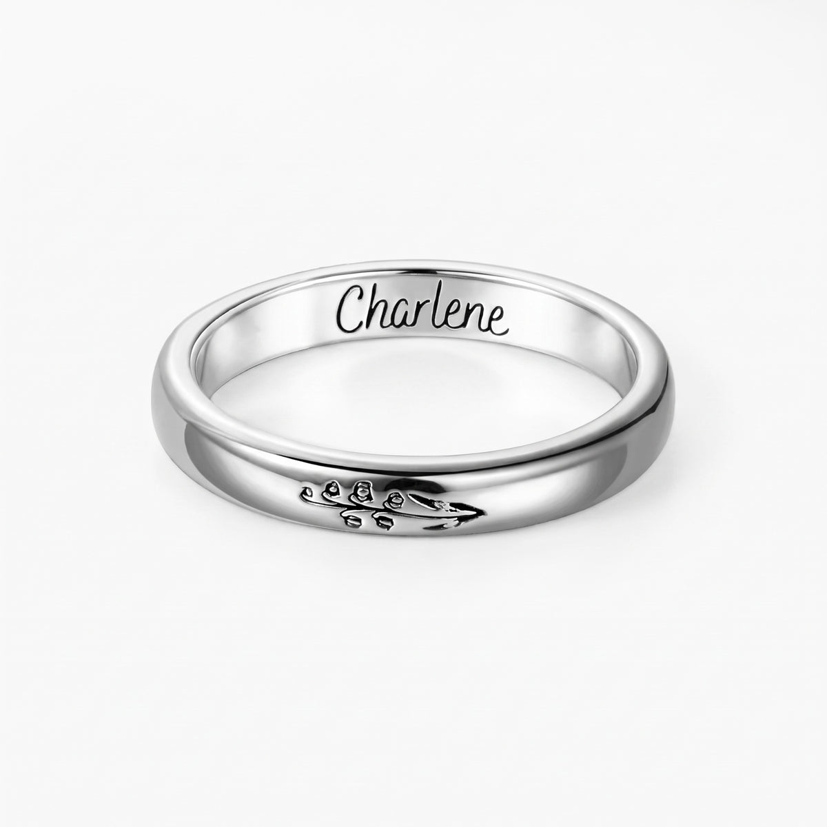 personalized birth flower ring stackable birthflower ring band for her minimalist custom engraved band ring for her