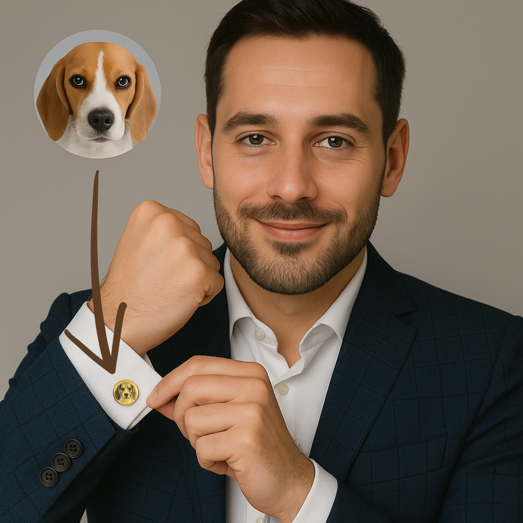 Personalized Groom Cufflinks with Pet Portrait
