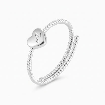 custom initial heart twist ring