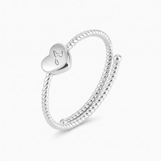 custom initial heart twist ring