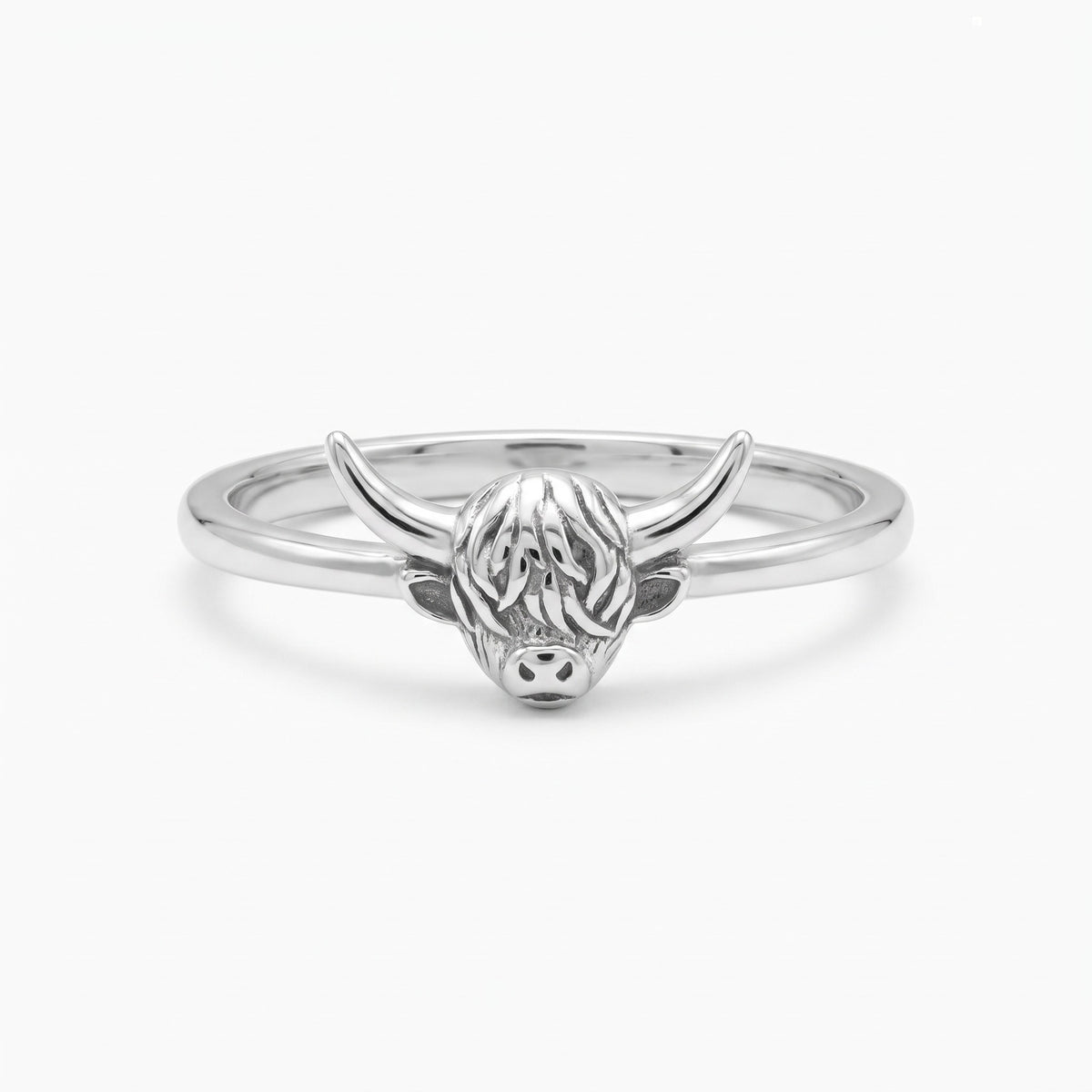 highland cow sterling silver ring