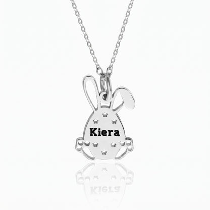 personalized easter bunny egg name necklace custom name jewelry for kids perfect easter gift spring accessory
