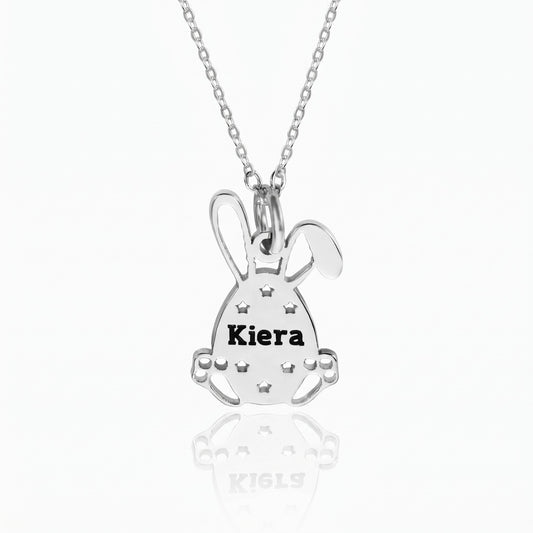 personalized easter bunny egg name necklace custom name jewelry for kids perfect easter gift spring accessory