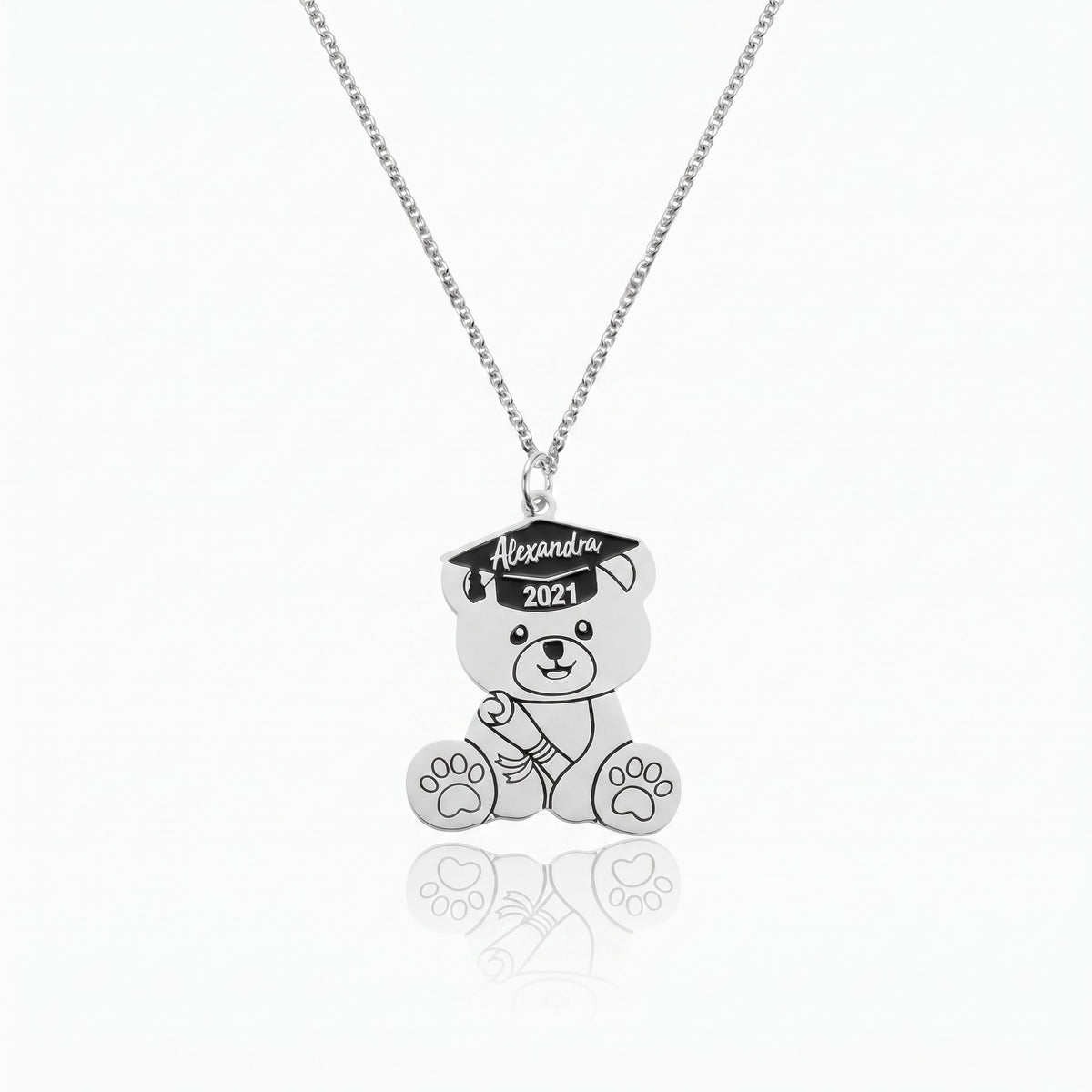custom graduation bear necklace name year graduaation bear necklace cute teddy bear with motarboard and scroll necklace graduation gift