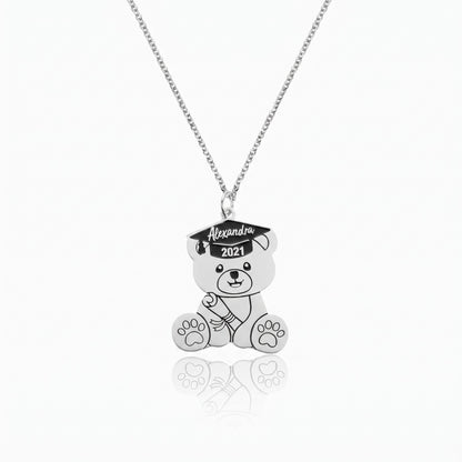 custom graduation bear necklace name year graduaation bear necklace cute teddy bear with motarboard and scroll necklace graduation gift
